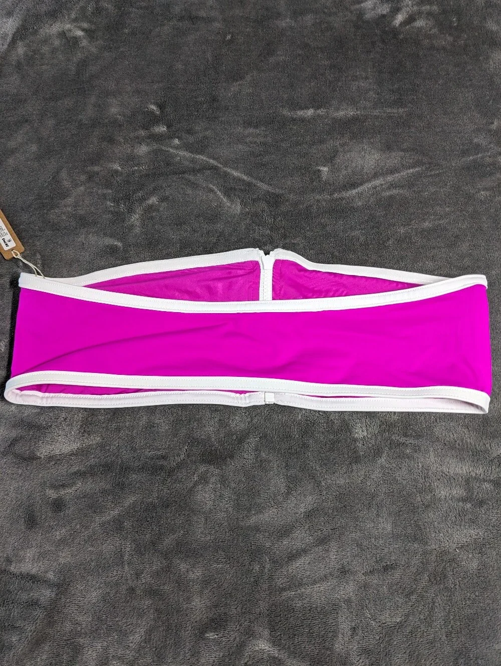 Skims Sporty Zipper Swim Bandeau Bikini Top In Hibiscus - Size XL